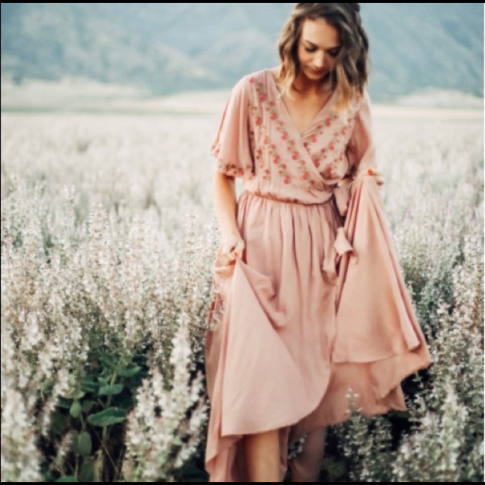 Piper and Scoot - The Parkland Embroidered Wrap dress - Medium